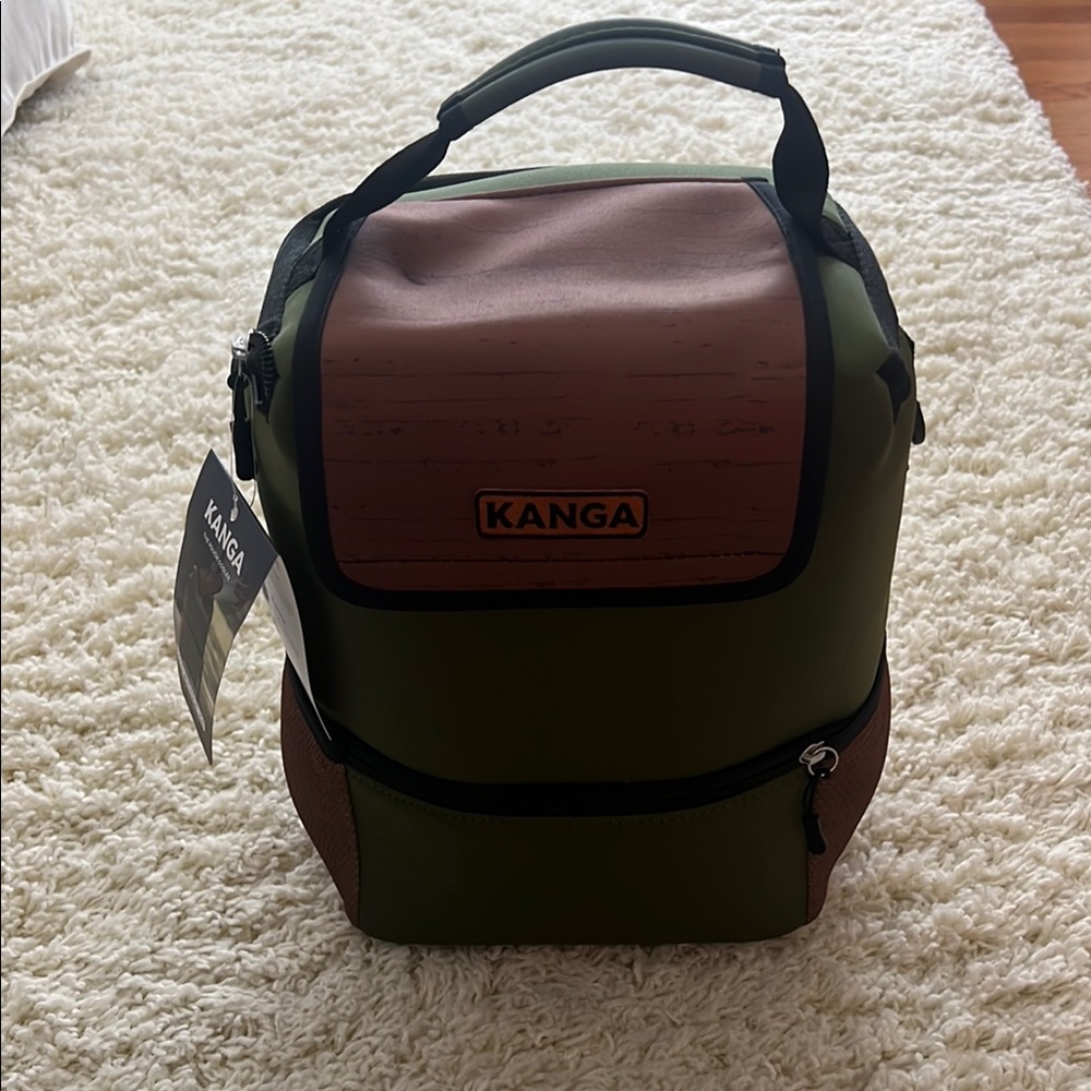 NWT Green and Brown Pouch Cooler